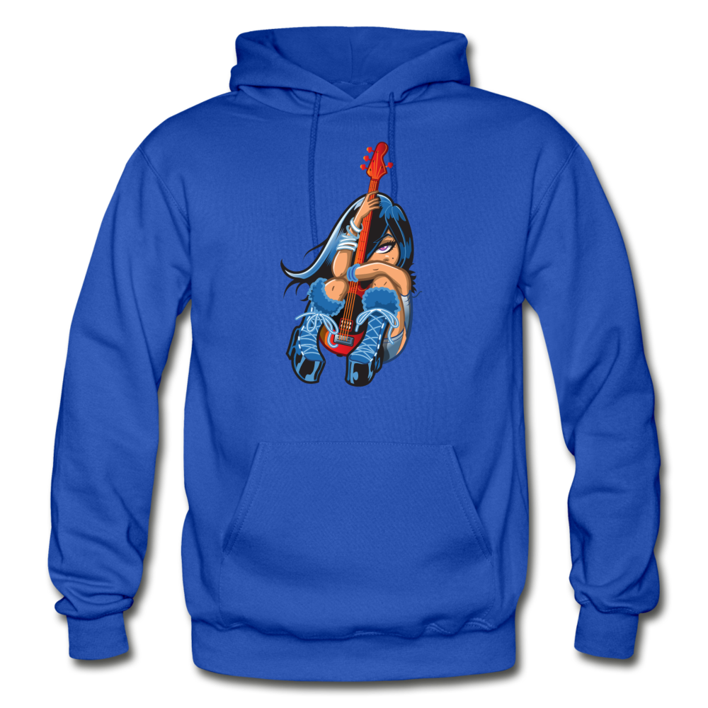 Guitar Girl Cartoon Hoodie - royal blue