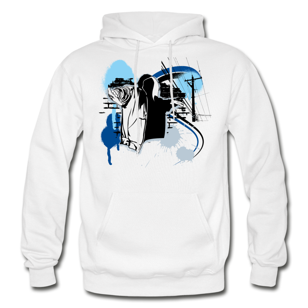 Abstract Hip Hop Hoodie - white