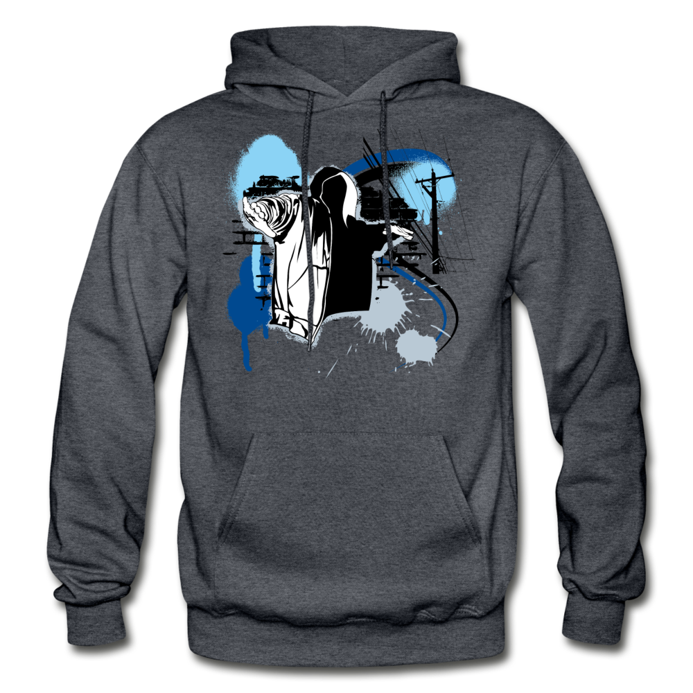 Abstract Hip Hop Hoodie - charcoal gray