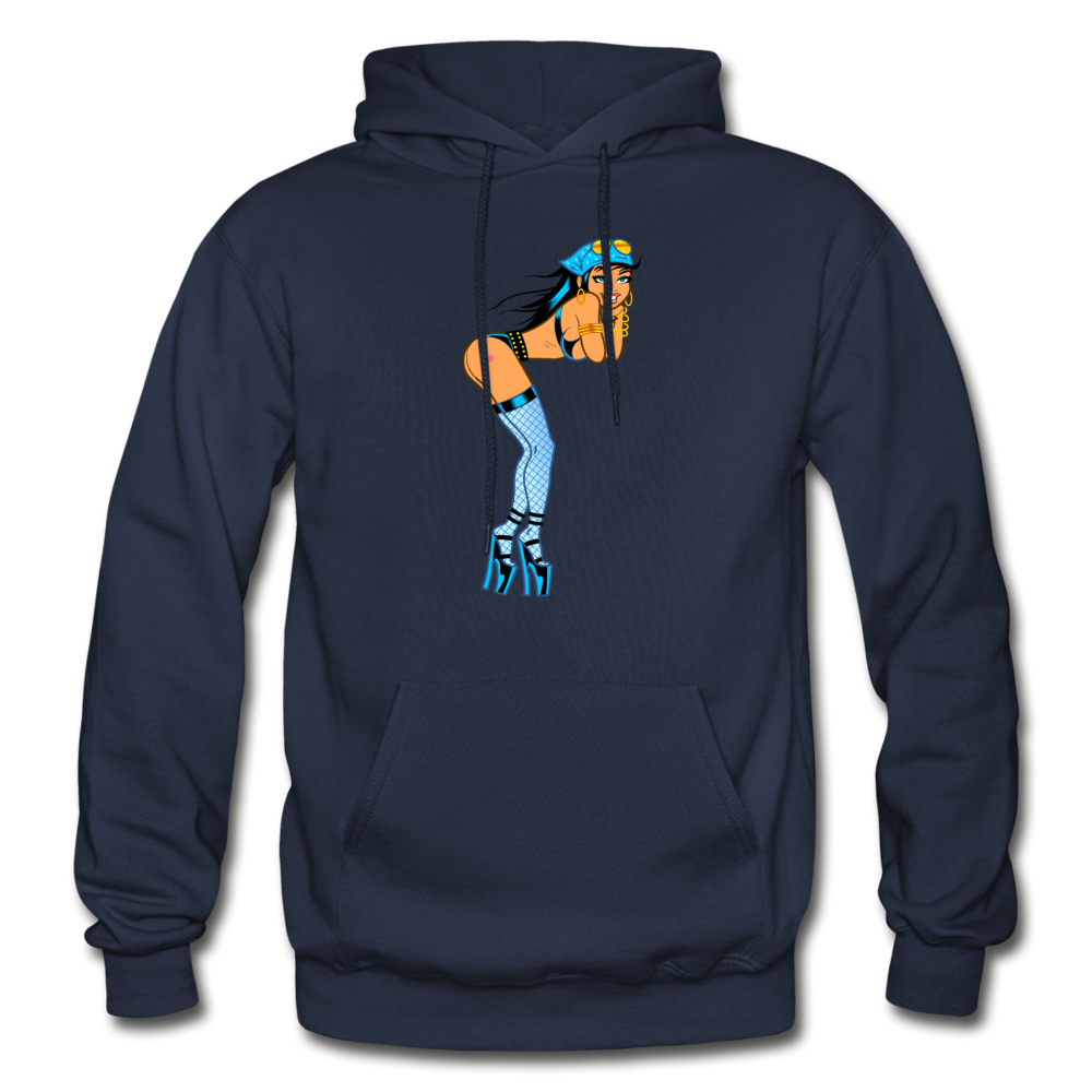 Hot Girl Cartoon Hoodie - navy