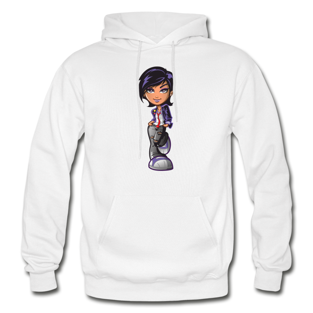 Cartoon Girl Hoodie - white
