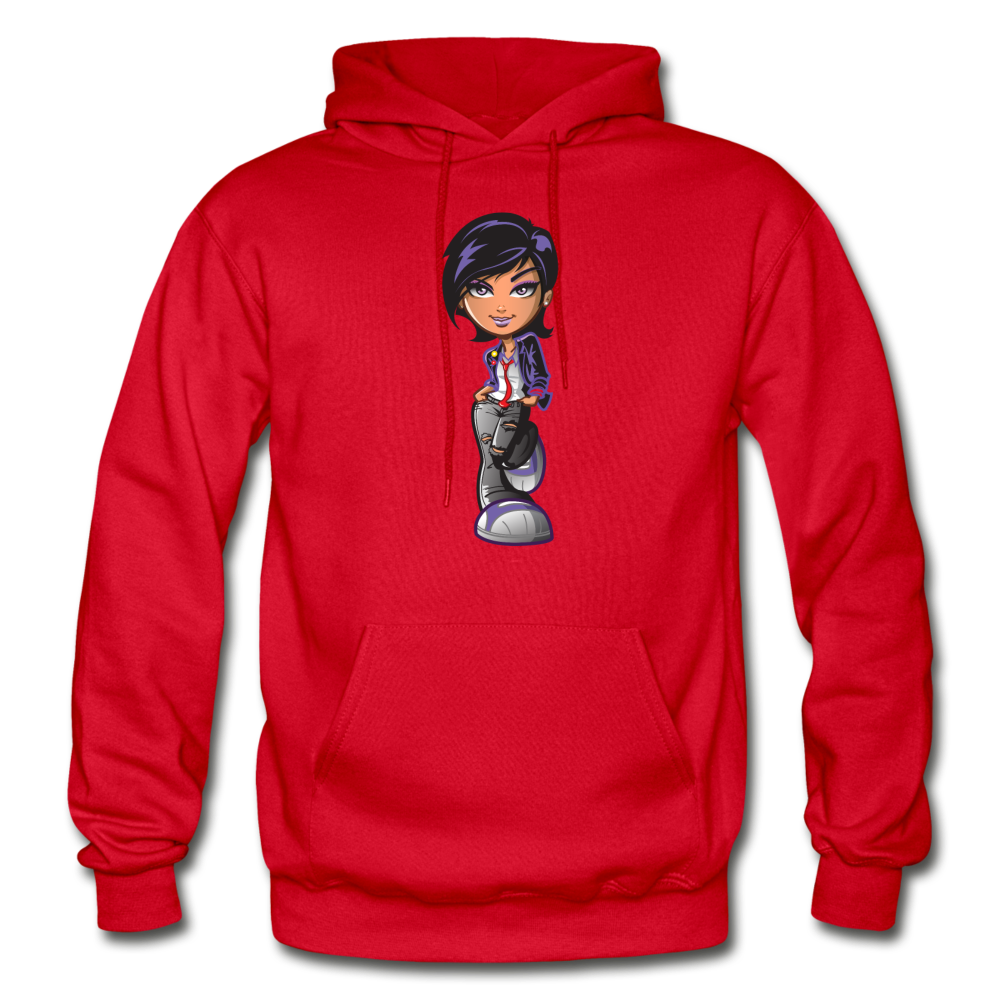 Cartoon Girl Hoodie - red