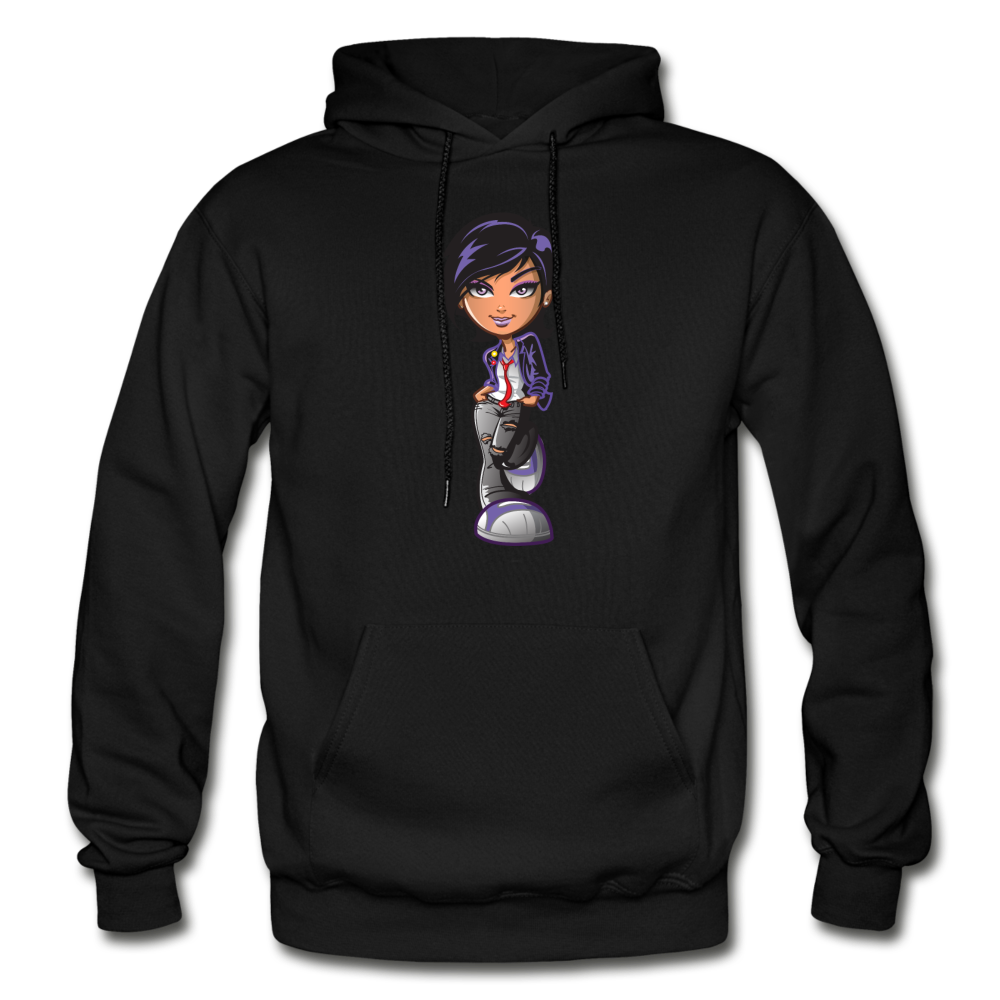 Cartoon Girl Hoodie - black