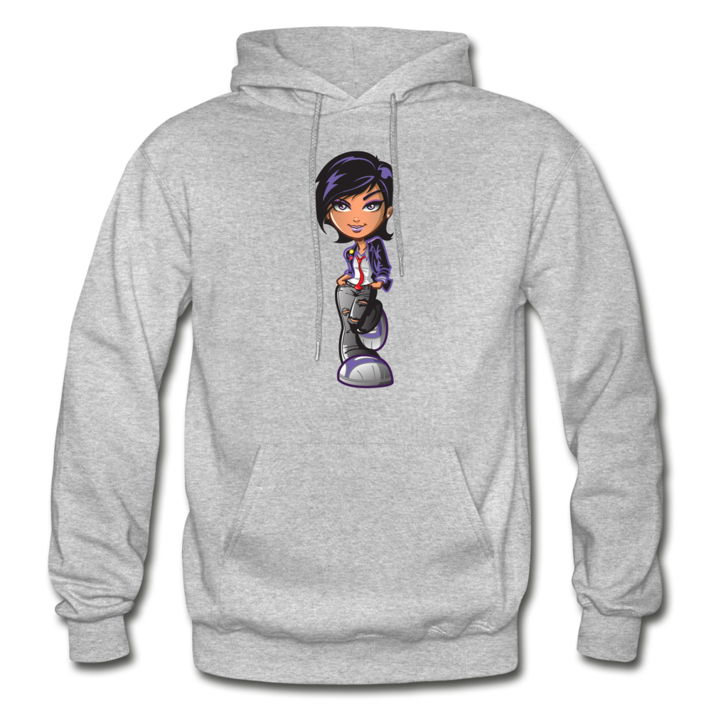 Cartoon Girl Hoodie - heather gray
