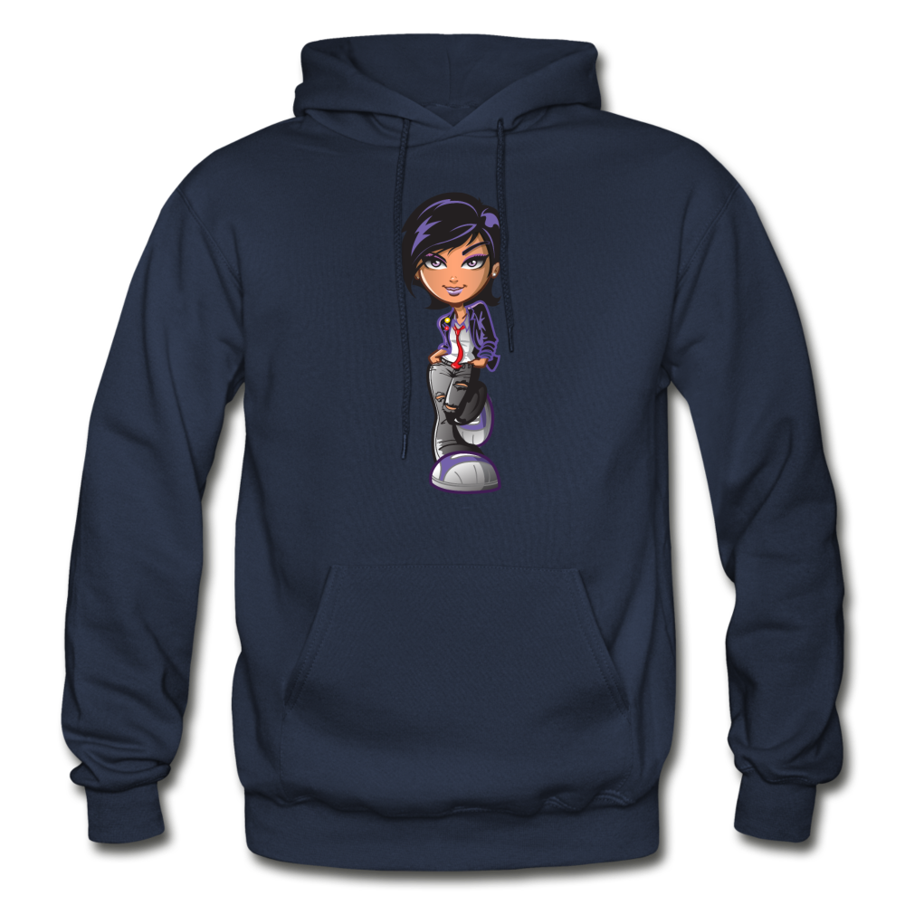 Cartoon Girl Hoodie - navy