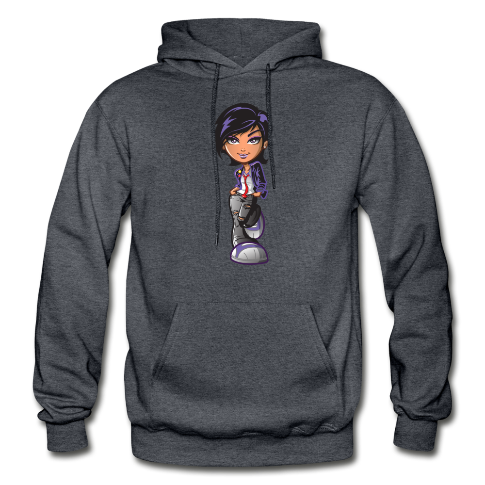 Cartoon Girl Hoodie - charcoal gray