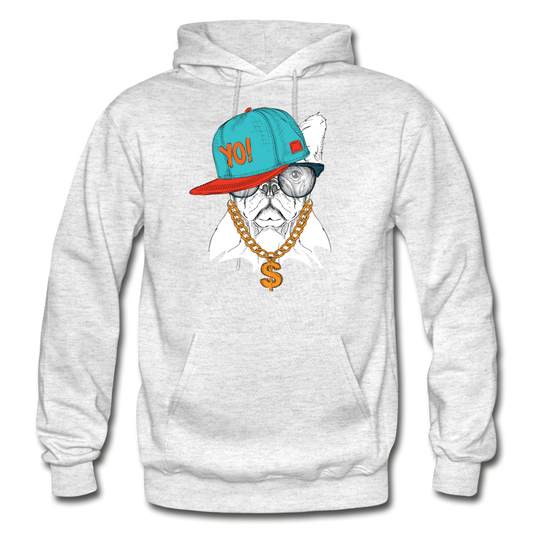 Hip Hop French Bulldog Hoodie - light heather gray