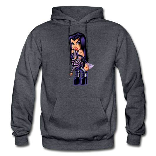 Hot Girl Cartoon Hoodie - charcoal gray