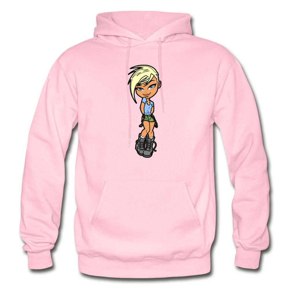 Cartoon Girl Hoodie - light pink