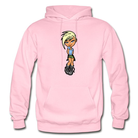 Cartoon Girl Hoodie - light pink