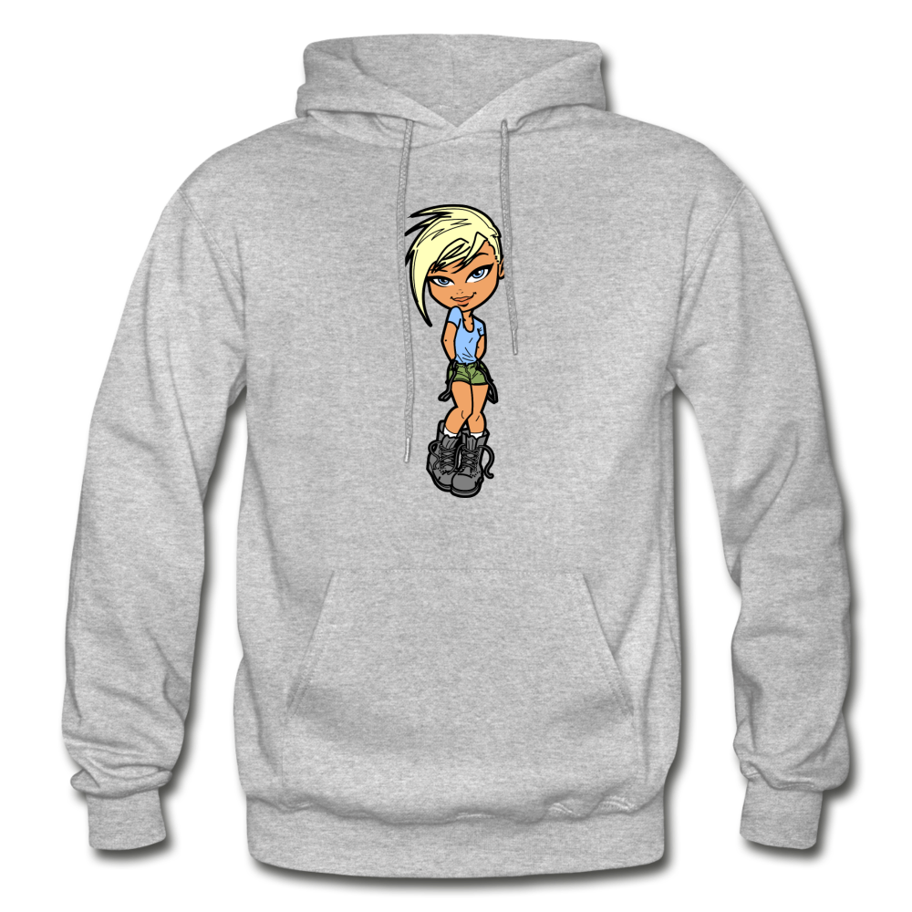 Cartoon Girl Hoodie - heather gray