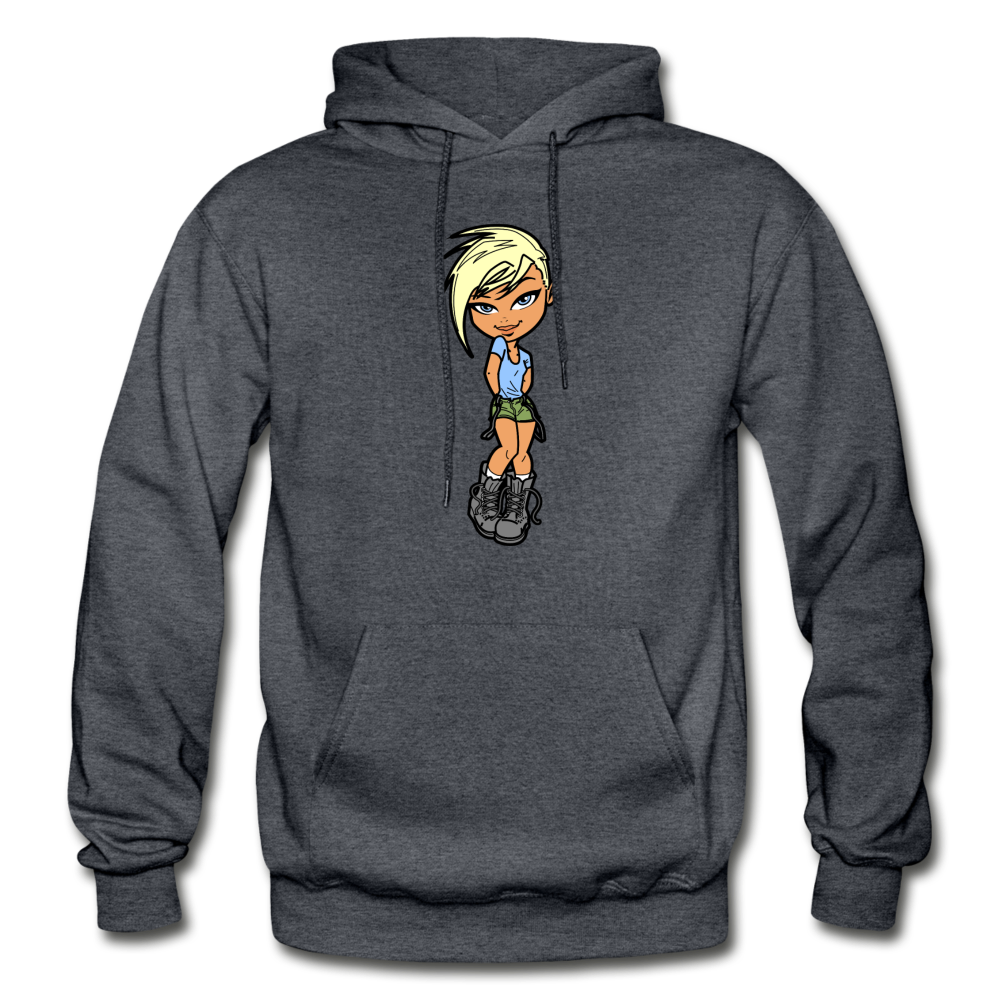 Cartoon Girl Hoodie - charcoal gray