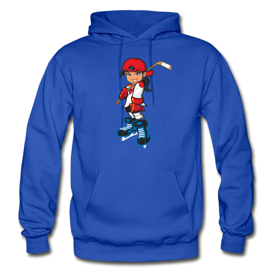 Hockey Girl Cartoon Hoodie - royal blue