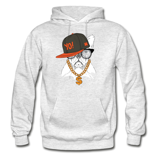 Hip Hop French Bulldog Hoodie - light heather gray