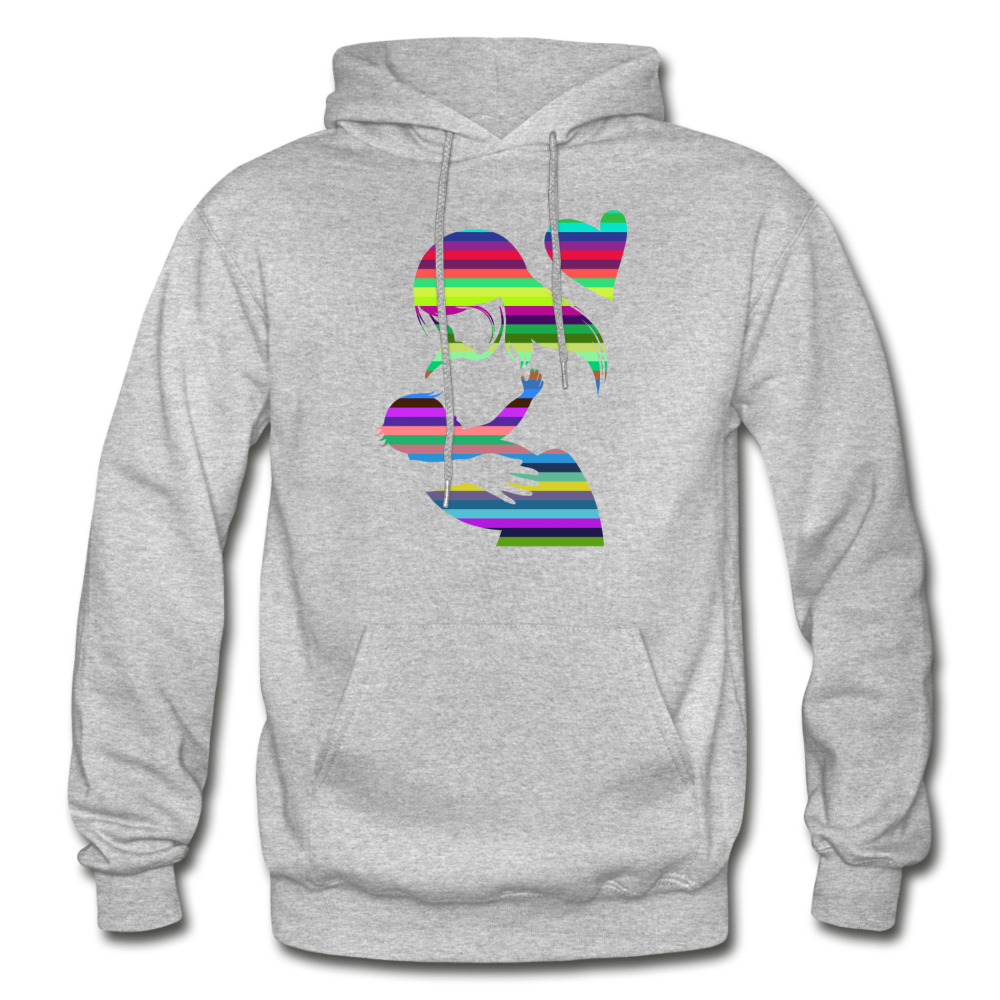 Colorful Abstract Stripes Mom & Baby Hoodie - heather gray