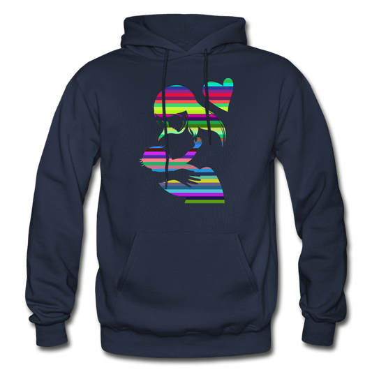 Colorful Abstract Stripes Mom & Baby Hoodie - navy