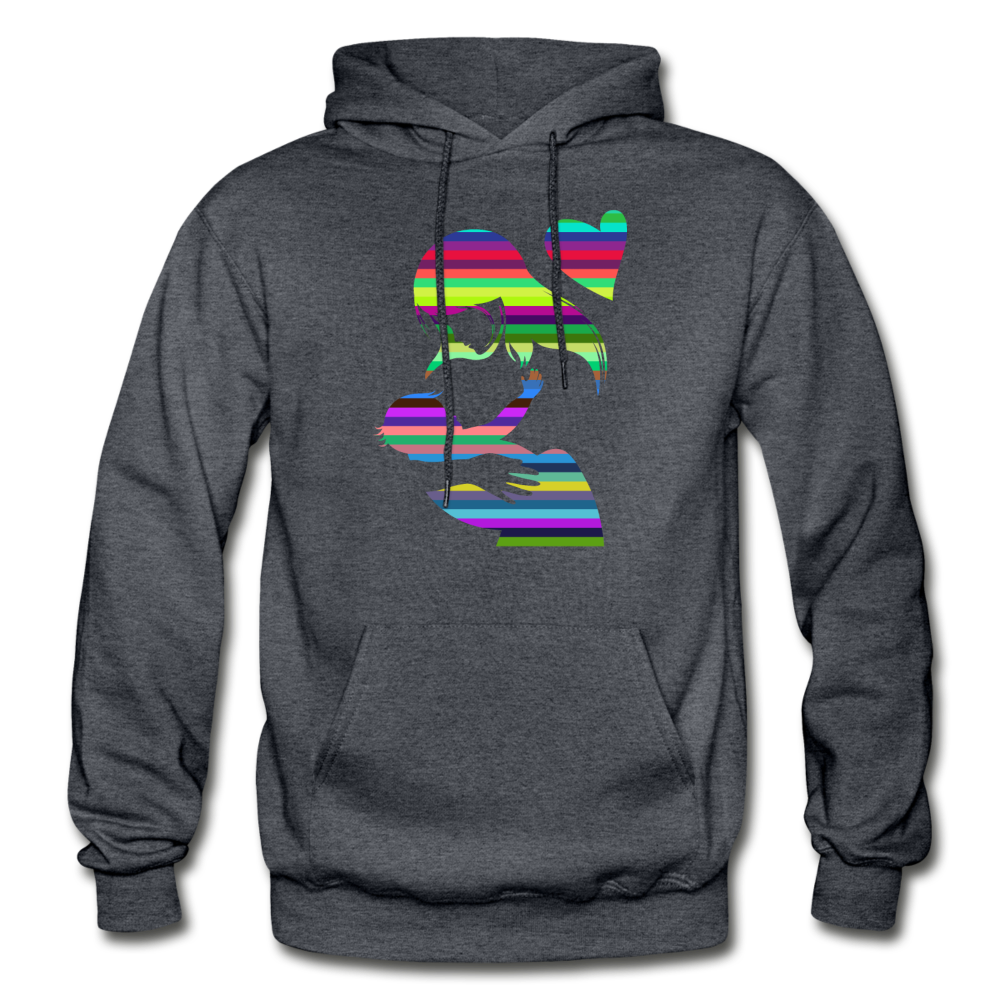 Colorful Abstract Stripes Mom & Baby Hoodie - charcoal gray