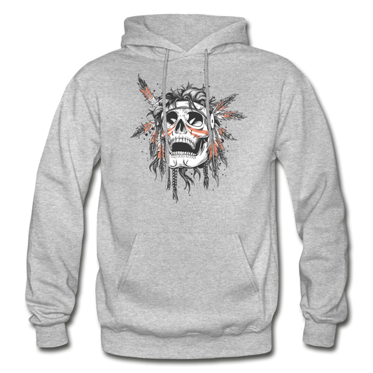 Indian Skull Hoodie - heather gray