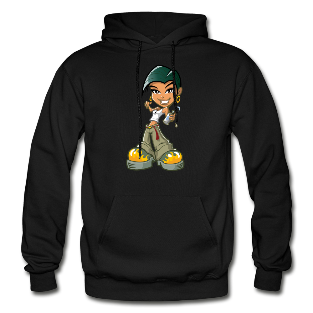 Cartoon Girl Hoodie - black