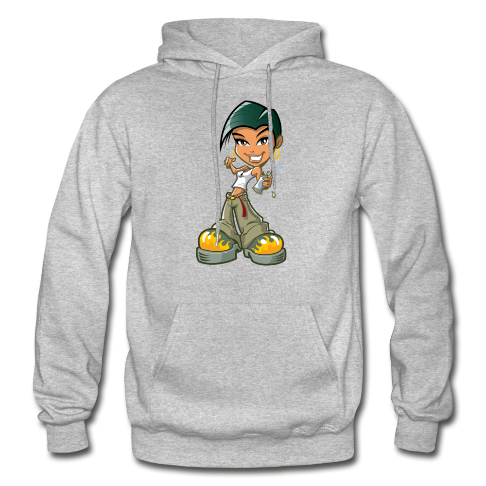 Cartoon Girl Hoodie - heather gray
