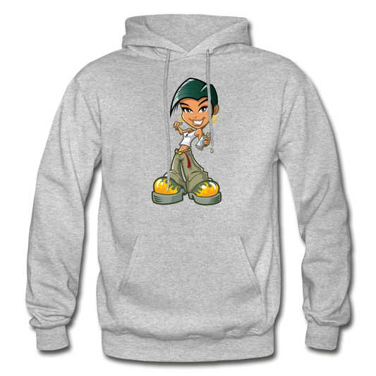 Cartoon Girl Hoodie - heather gray