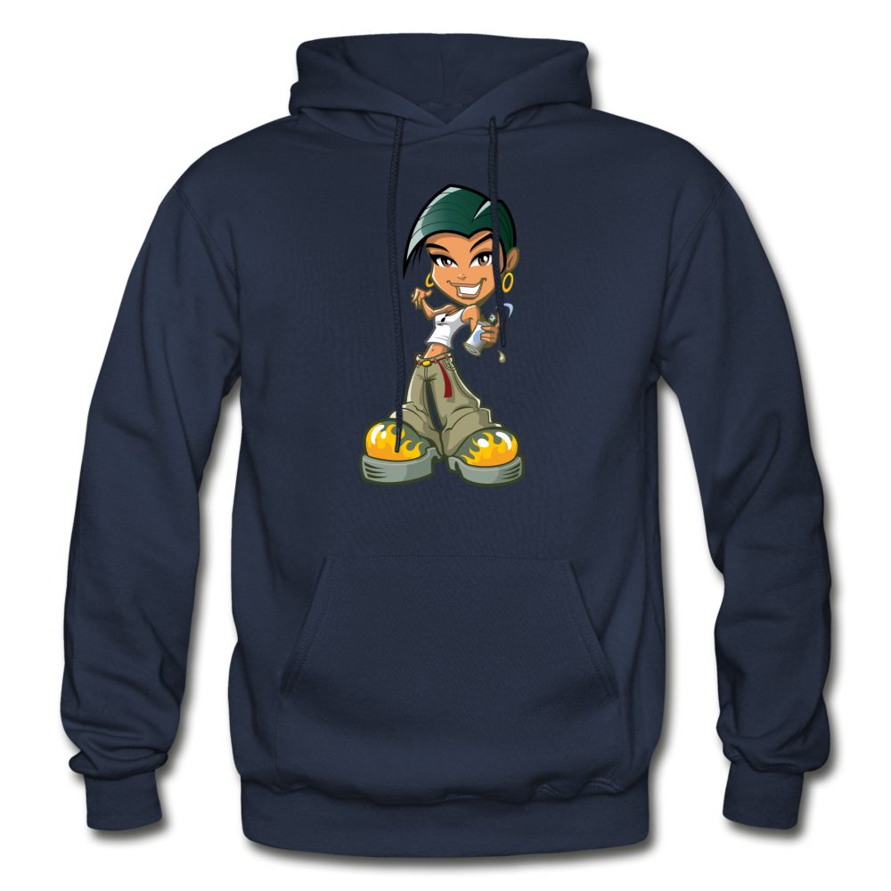 Cartoon Girl Hoodie - navy