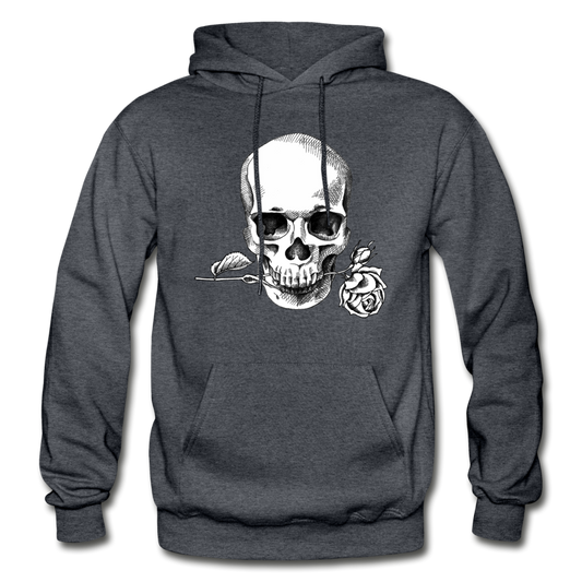 Skull Rose Hoodie - charcoal gray