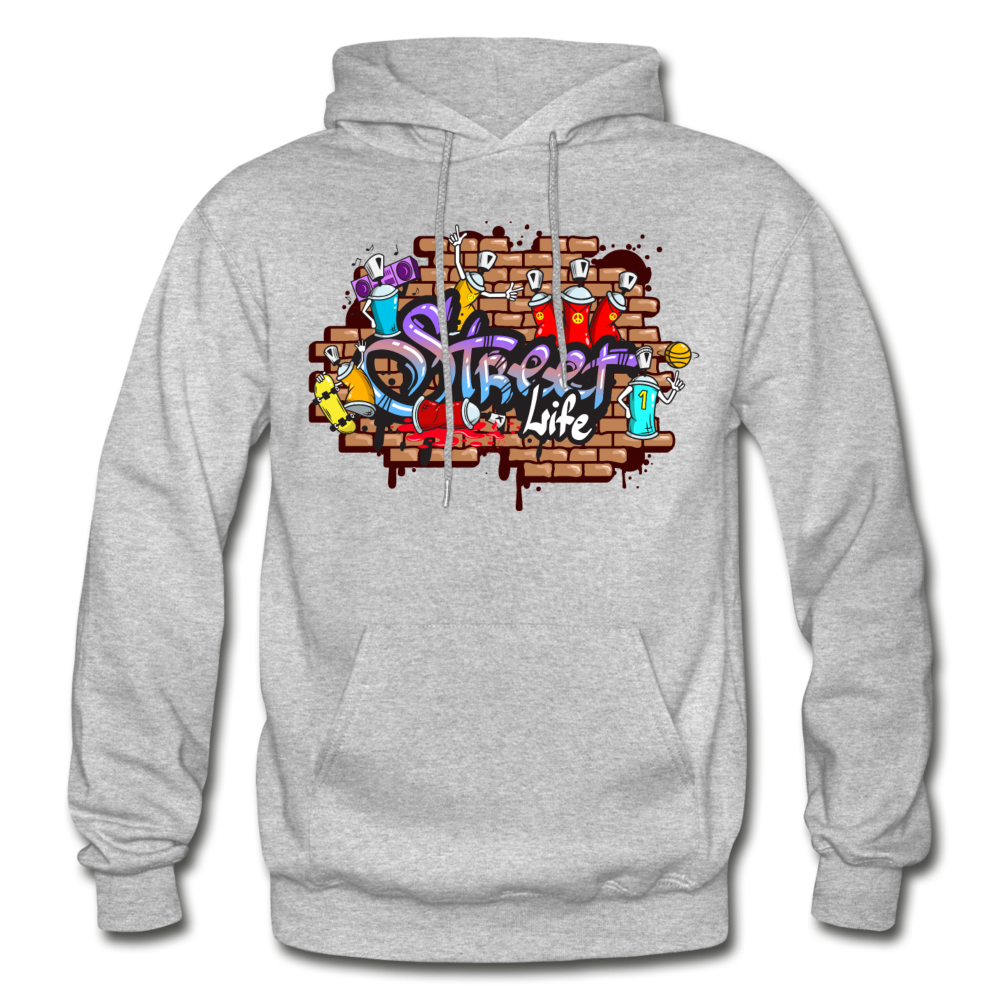 Street Life Graffiti Hoodie - heather gray