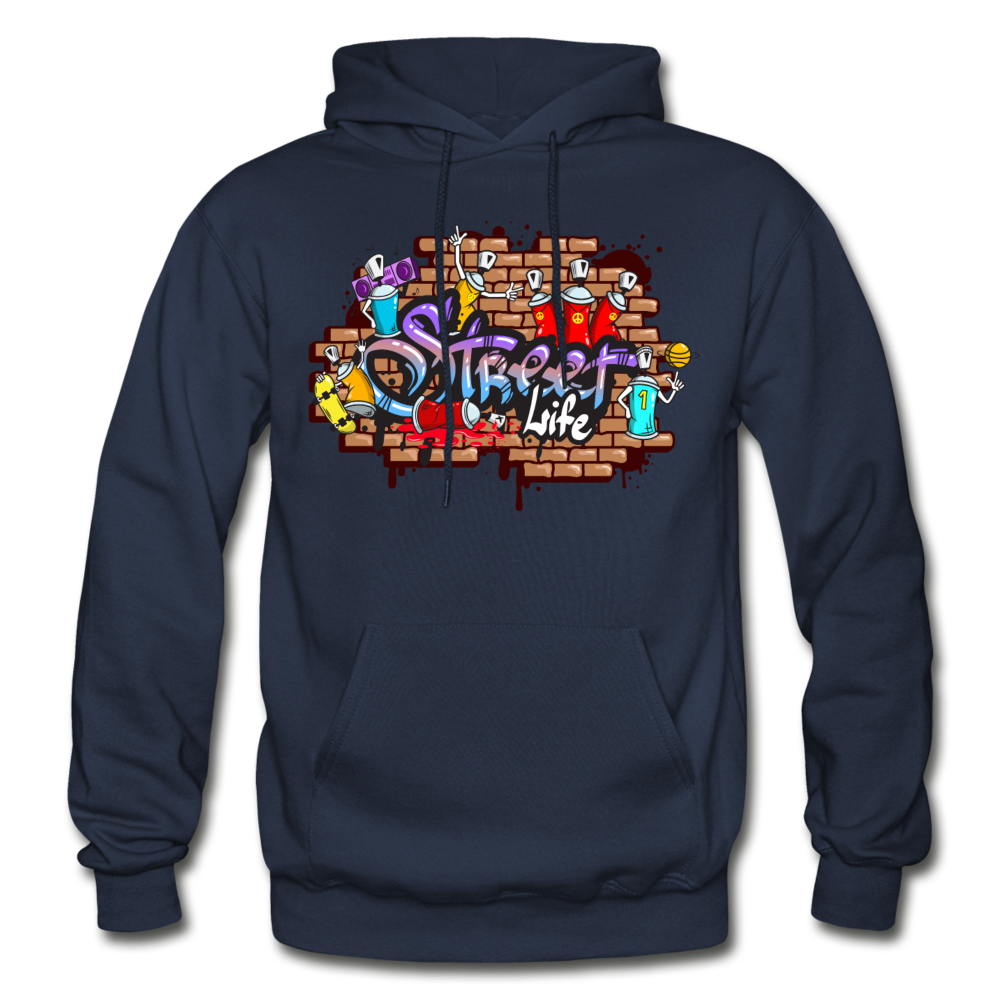 Street Life Graffiti Hoodie - navy