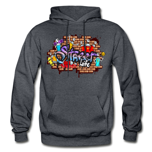 Street Life Graffiti Hoodie - charcoal gray