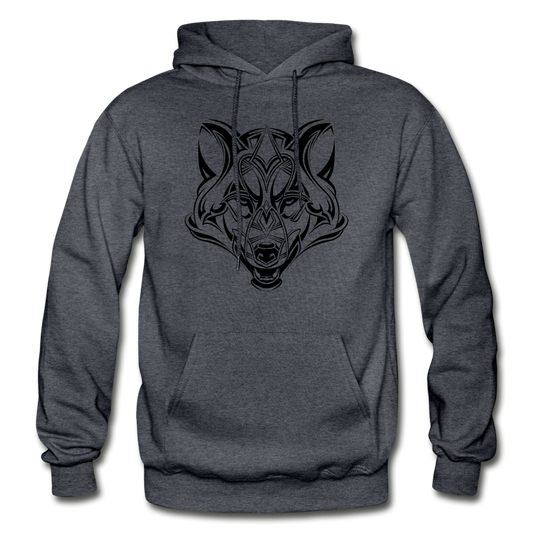 Tribal Maori Wolf Hoodie - charcoal gray