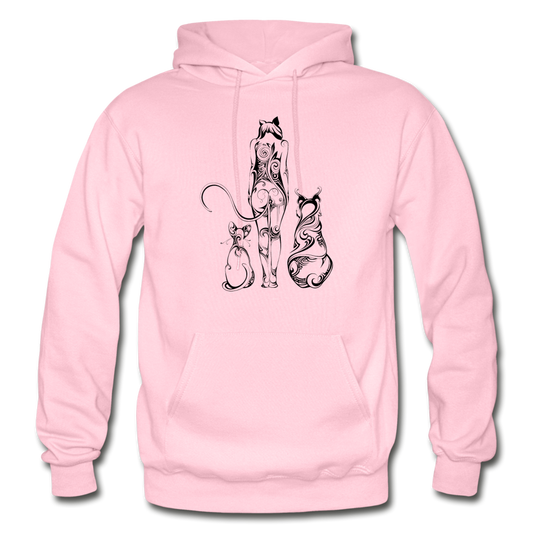 Tribal Maori Cat Woman Hoodie - light pink