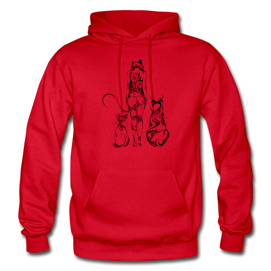 Tribal Maori Cat Woman Hoodie - red