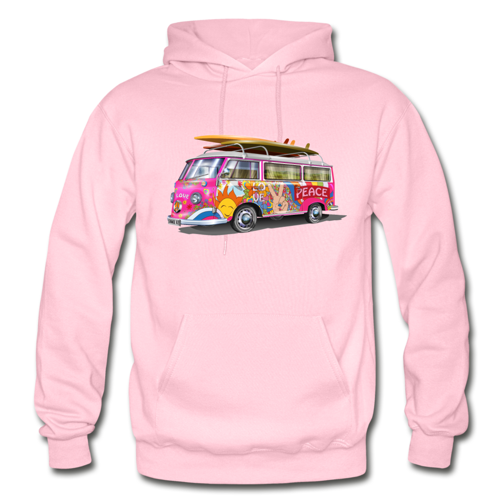 Colorful Hippie Bus Hoodie - light pink