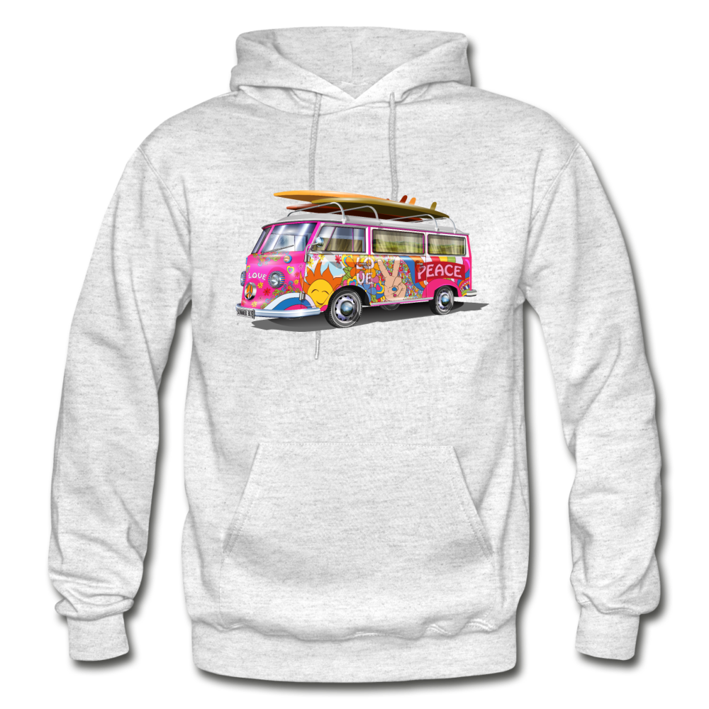 Colorful Hippie Bus Hoodie - light heather gray