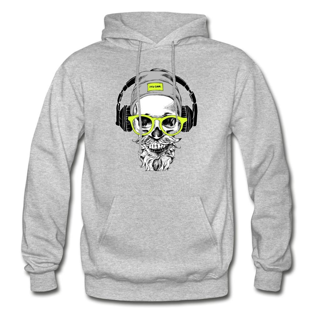 Bearded Man Headphones Hoodie - heather gray