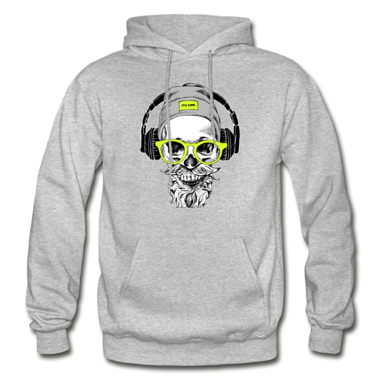 Bearded Man Headphones Hoodie - heather gray