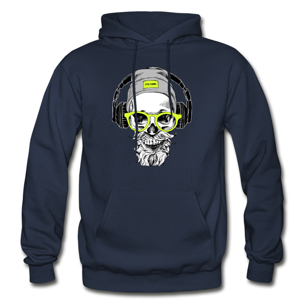 Bearded Man Headphones Hoodie - navy