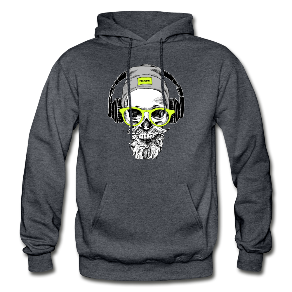Bearded Man Headphones Hoodie - charcoal gray