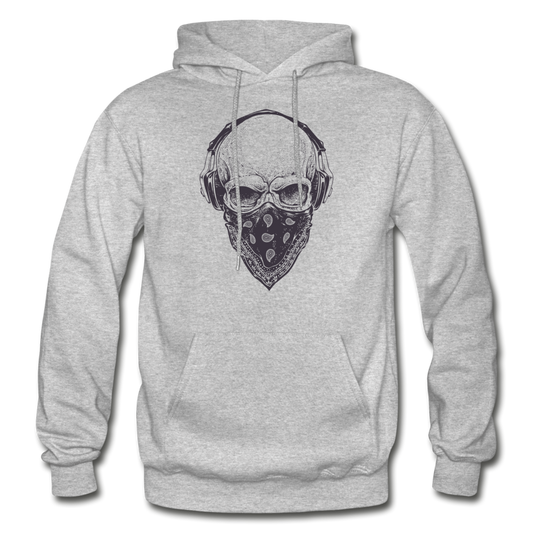 Skull Bandanna Headphones Hoodie - heather gray