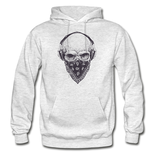 Skull Bandanna Headphones Hoodie - light heather gray
