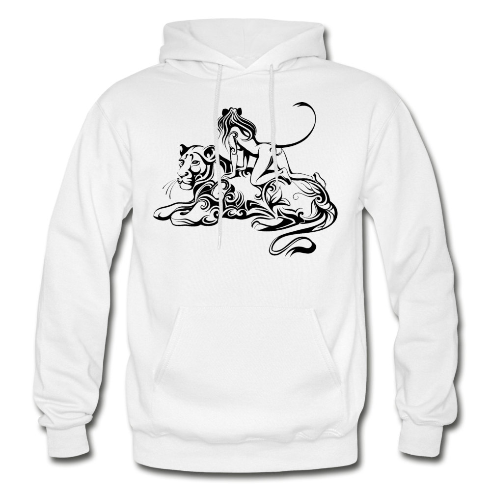 Tribal Maori Jungle Cat Woman Hoodie - white