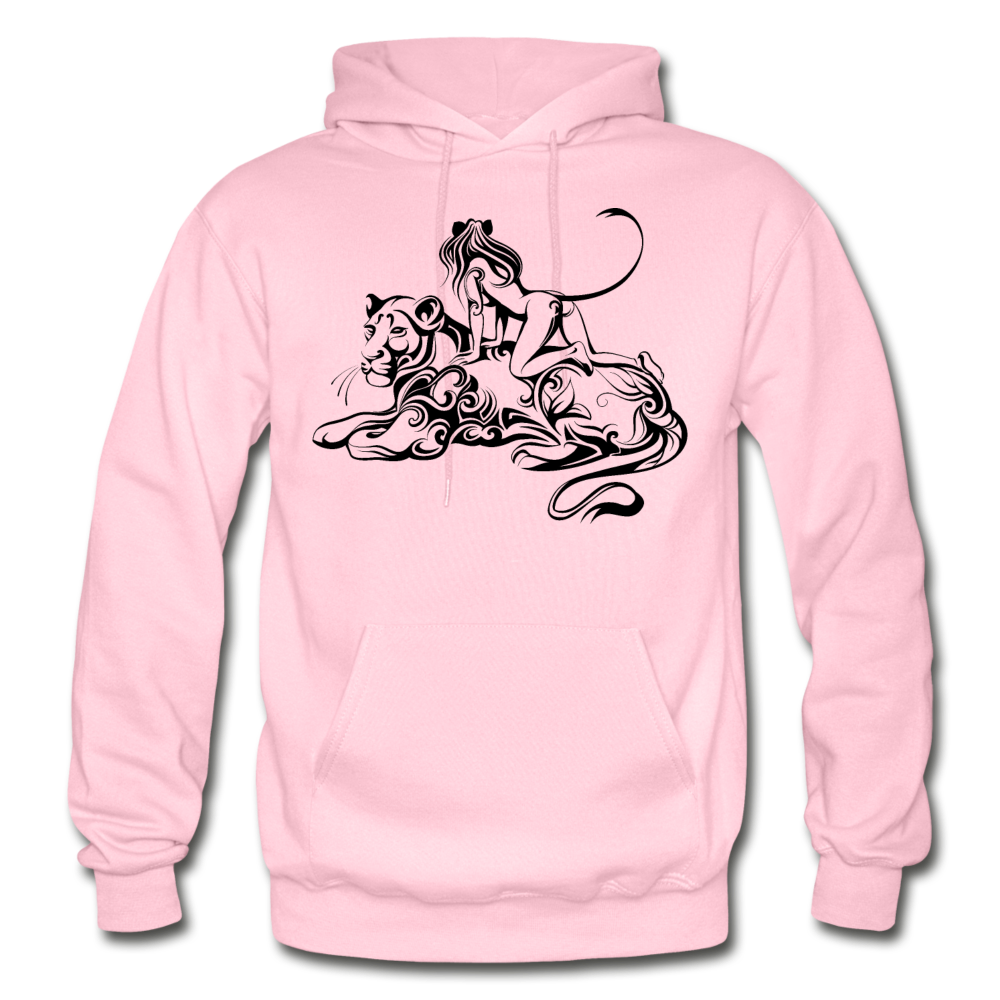 Tribal Maori Jungle Cat Woman Hoodie - light pink