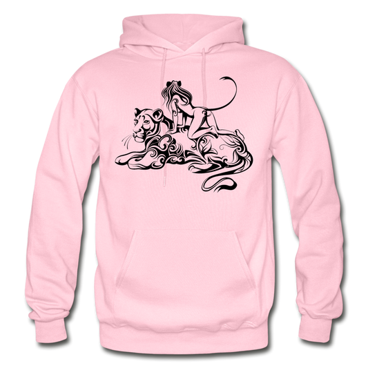 Tribal Maori Jungle Cat Woman Hoodie - light pink