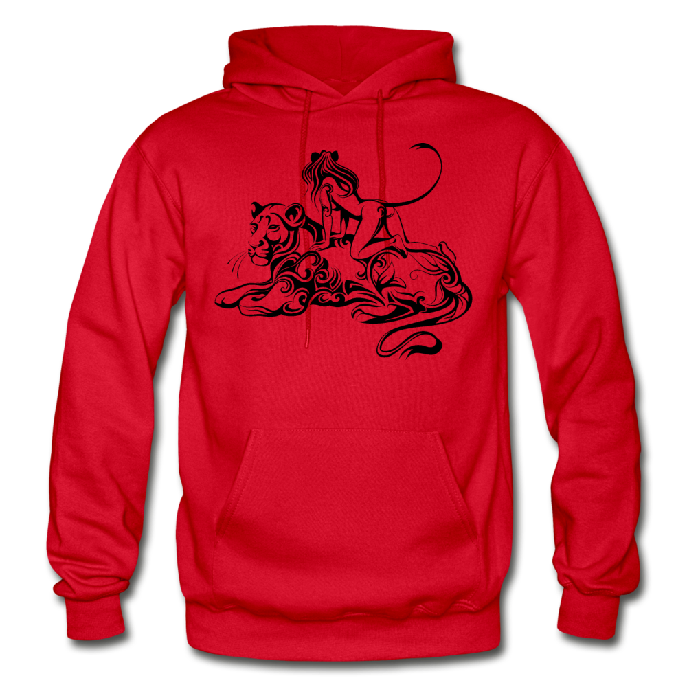 Tribal Maori Jungle Cat Woman Hoodie - red