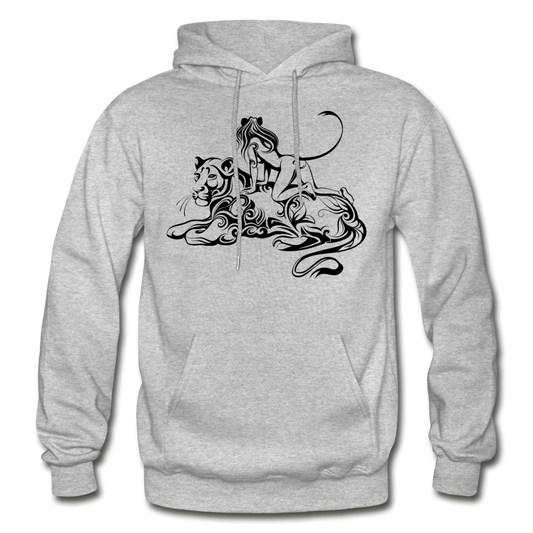 Tribal Maori Jungle Cat Woman Hoodie - heather gray