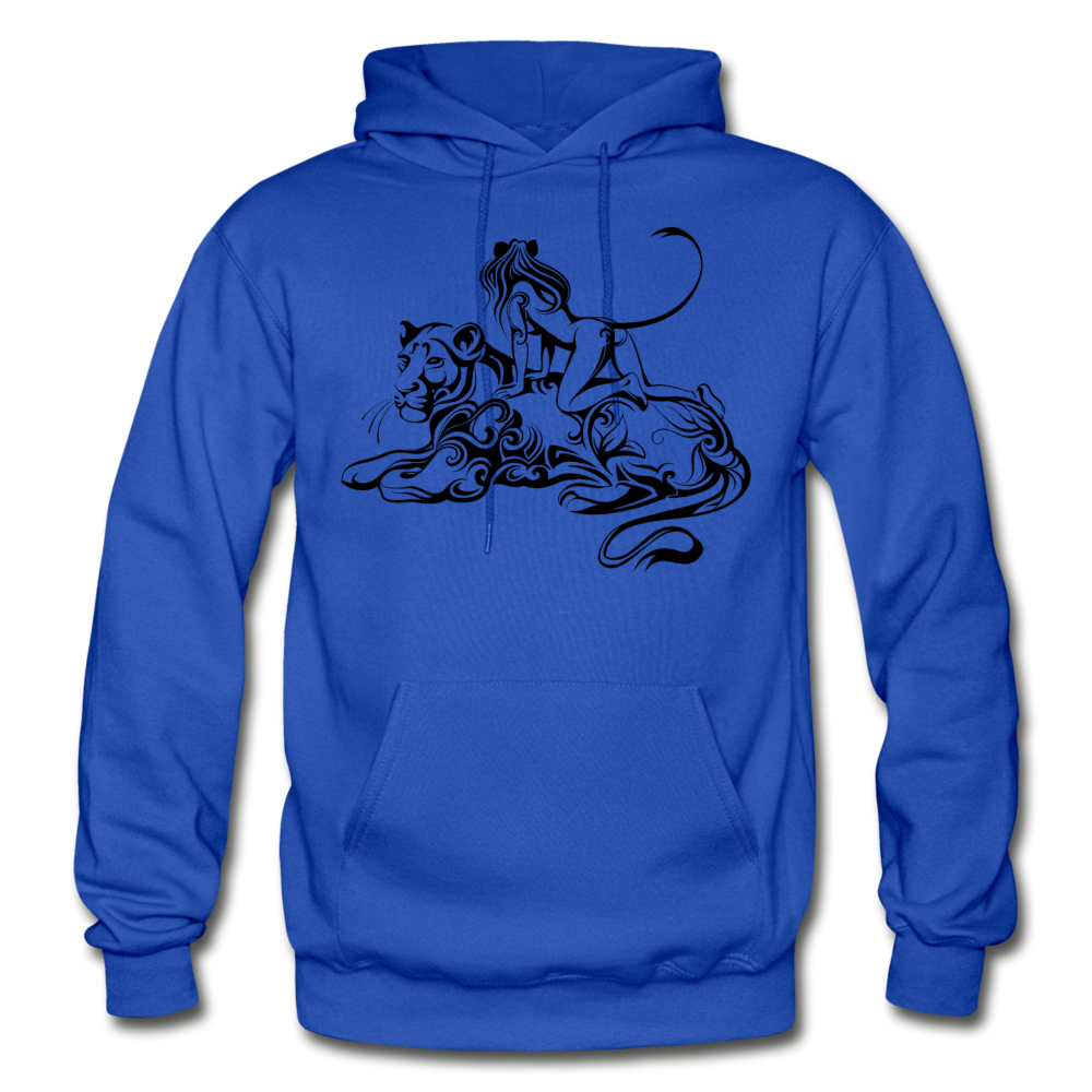 Tribal Maori Jungle Cat Woman Hoodie - royal blue
