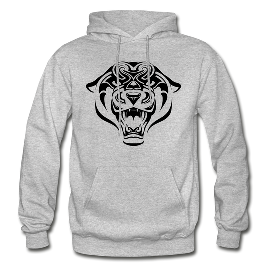 Tribal Maori Jungle Cat Hoodie - heather gray