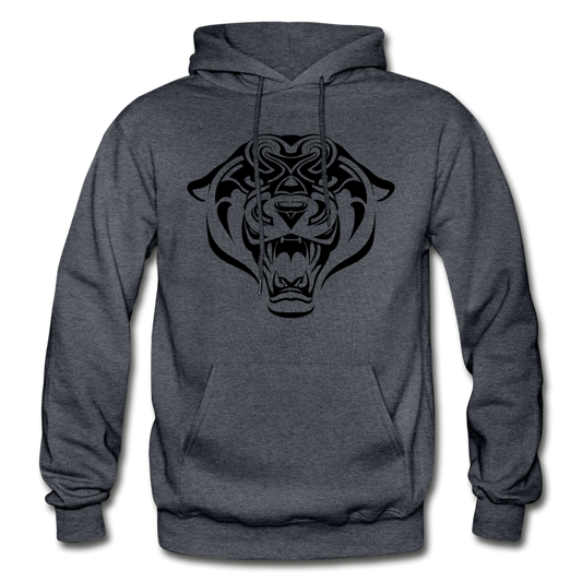 Tribal Maori Jungle Cat Hoodie - charcoal gray