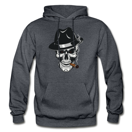 Smoking Skull Fedora Hoodie - charcoal gray